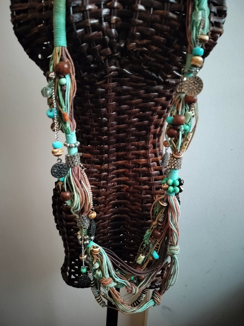 Multi-Strand Turquoise and Brown Boho Necklace